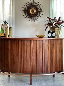 Mid-Century Curved Bar with Copper Footrest