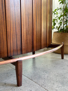 Mid-Century Curved Bar with Copper Footrest