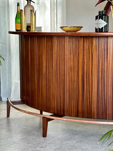 Mid-Century Curved Bar with Copper Footrest