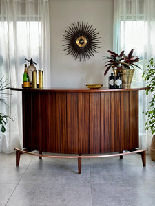 Mid-Century Curved Bar with Copper Footrest