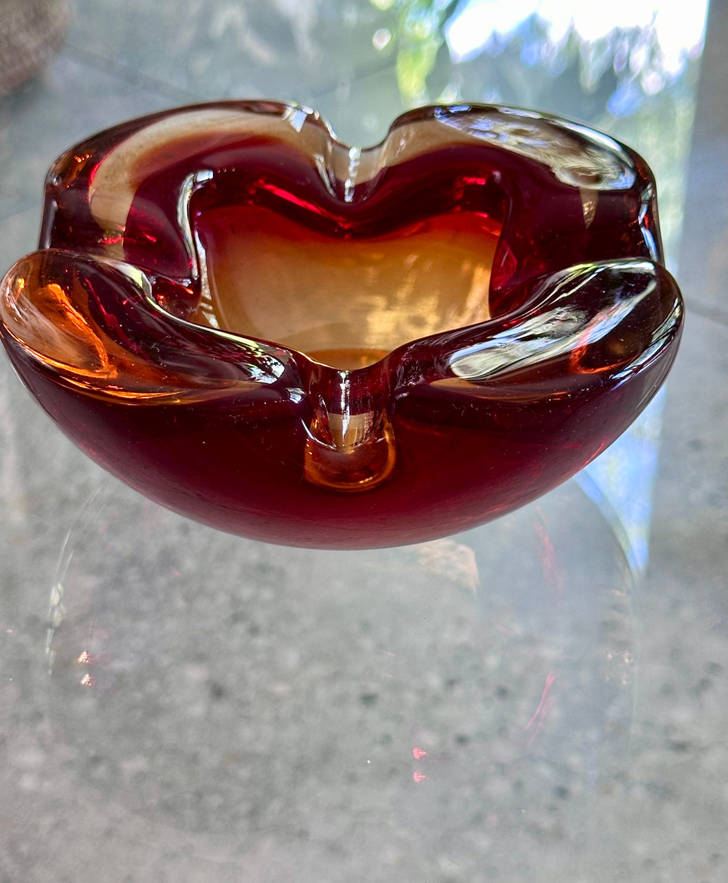 Ruby and Amber Murano Ashtray