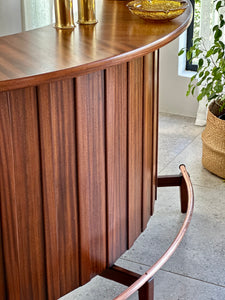 Mid-Century Curved Bar with Copper Footrest