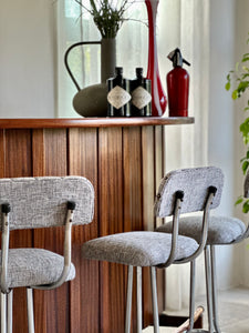 Mid-Century Curved Bar with Copper Footrest