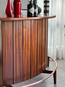 Mid-Century Curved Bar with Copper Footrest