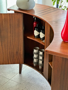 Mid-Century Curved Bar with Copper Footrest