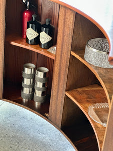 Mid-Century Curved Bar with Copper Footrest