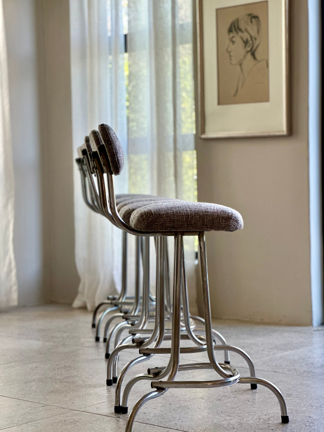 Set Of 5 Retro Bar Chairs / Stools