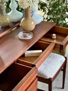 Mid-Century Teak Dressing Table with Matching Stool | c. 1960s