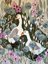Load image into Gallery viewer, 100% Wool Handwoven Wall Hanging | Geese in a Wildflower Meadow
