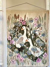 Load image into Gallery viewer, 100% Wool Handwoven Wall Hanging | Geese in a Wildflower Meadow
