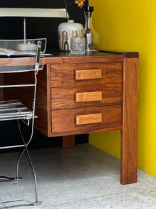 Mid-Century Kiaat Desk with 6 Drawers