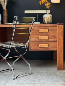 Mid-Century Kiaat Desk with 6 Drawers