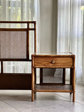 Load image into Gallery viewer, Vintage Queen Cane Headboard and Pedestals
