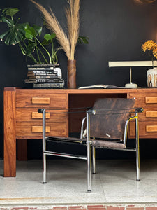 Mid-Century Kiaat Desk with 6 Drawers