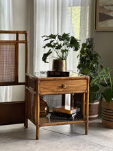 Load image into Gallery viewer, Vintage Queen Cane Headboard and Pedestals
