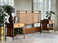 Load image into Gallery viewer, Vintage Queen Cane Headboard and Pedestals
