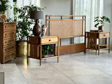 Load image into Gallery viewer, Vintage Queen Cane Headboard and Pedestals
