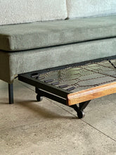 Load image into Gallery viewer, Vintage Sleeper Couch/Daybed - Steel Frame &amp; Wooden Backrest
