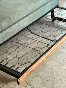 Vintage Sleeper Couch/Daybed - Steel Frame & Wooden Backrest