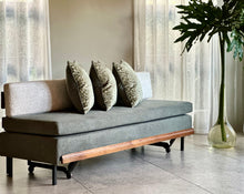 Load image into Gallery viewer, Vintage Sleeper Couch/Daybed - Steel Frame &amp; Wooden Backrest

