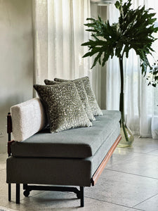 Vintage Sleeper Couch/Daybed - Steel Frame & Wooden Backrest