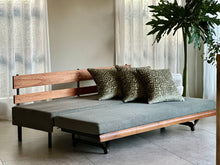 Load image into Gallery viewer, Vintage Sleeper Couch/Daybed - Steel Frame &amp; Wooden Backrest
