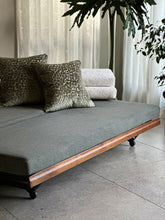 Load image into Gallery viewer, Vintage Sleeper Couch/Daybed - Steel Frame &amp; Wooden Backrest
