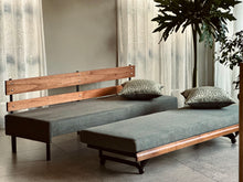 Load image into Gallery viewer, Vintage Sleeper Couch/Daybed - Steel Frame &amp; Wooden Backrest
