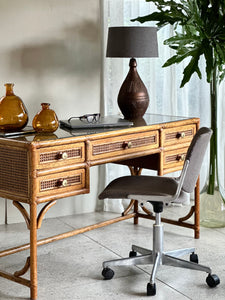 Vintage Cane Dresser, Stool & Mirror