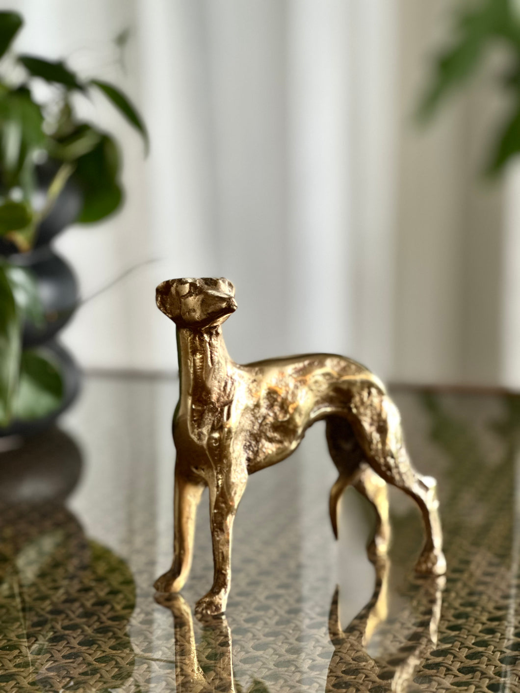 Brass Whippet Dog Figurine