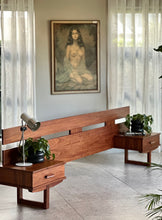 Load image into Gallery viewer, Retro Kiaat Queen Headboard &amp; Pedestals
