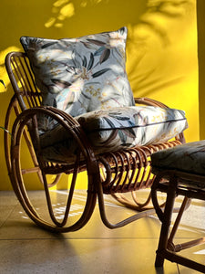 Cane Rocking Chair and Footstool