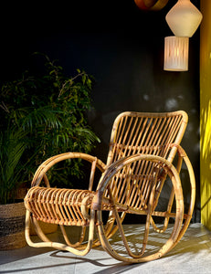 Cane Rocking Chair and Footstool