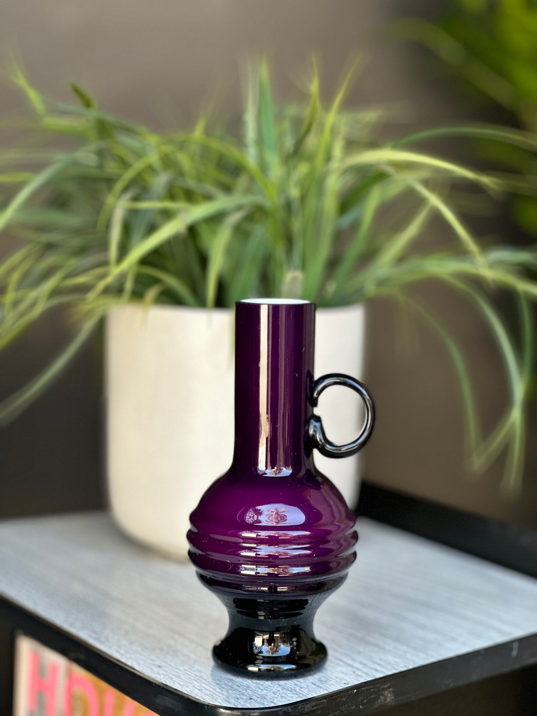 Vintage Grape Coloured Glass Vase