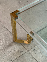 Load image into Gallery viewer, Luxurious Lucite, Brass, and Glass Coffee Table
