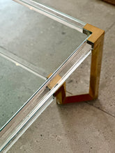 Load image into Gallery viewer, Luxurious Lucite, Brass, and Glass Coffee Table
