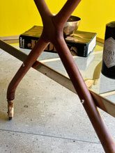 Load image into Gallery viewer, Elegant Brass, Glass &amp; Wooden Drinks Cart
