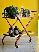 Load image into Gallery viewer, Elegant Brass, Glass &amp; Wooden Drinks Cart
