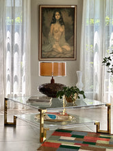 Load image into Gallery viewer, Luxurious Lucite, Brass, and Glass Coffee Table

