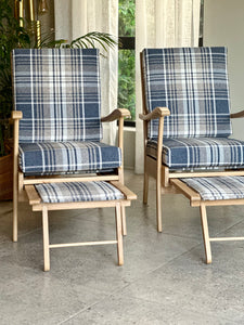 Pair of Vintage Armchairs with Stowaway Footrests