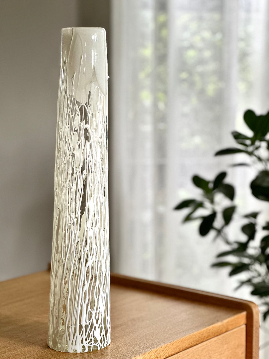 Tall Art Glass Vase - White Splatter Design – RE-TREND