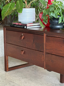 Solid Imbuia Four Drawer Low Cabinet/ Chest