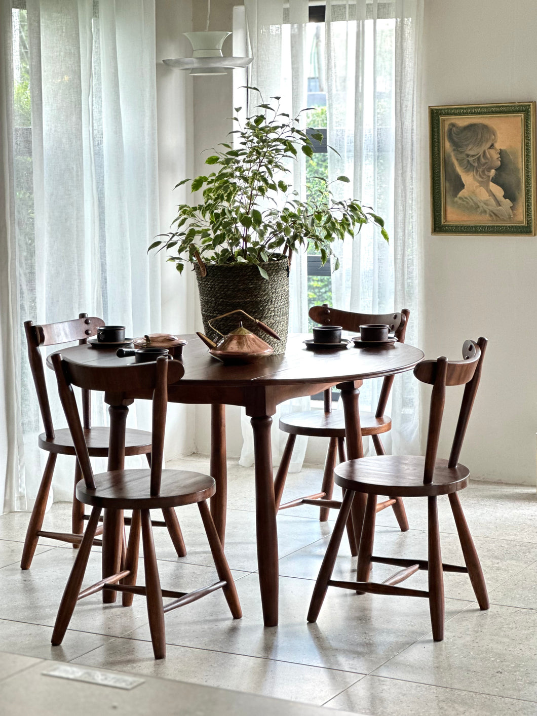 Vintage Dining Set  - Round Dropside Table & Four Chairs