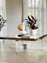 Load image into Gallery viewer, Chrome, Lucite &amp; Brass Square Coffee Table - Attributed to Sandro Petti, Italy
