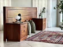 Load image into Gallery viewer, Queen Size Headboard with Attached Pedestals | Solid Kiaat
