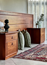 Load image into Gallery viewer, Queen Size Headboard with Attached Pedestals | Solid Kiaat
