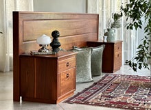 Load image into Gallery viewer, Queen Size Headboard with Attached Pedestals | Solid Kiaat
