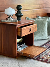 Load image into Gallery viewer, Queen Size Headboard with Attached Pedestals | Solid Kiaat
