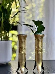 Pair of Copper Artillery Shell Casing Candlesticks