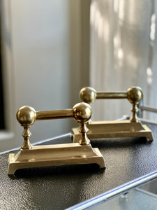 Elegant Pair of Brass Fire Dogs